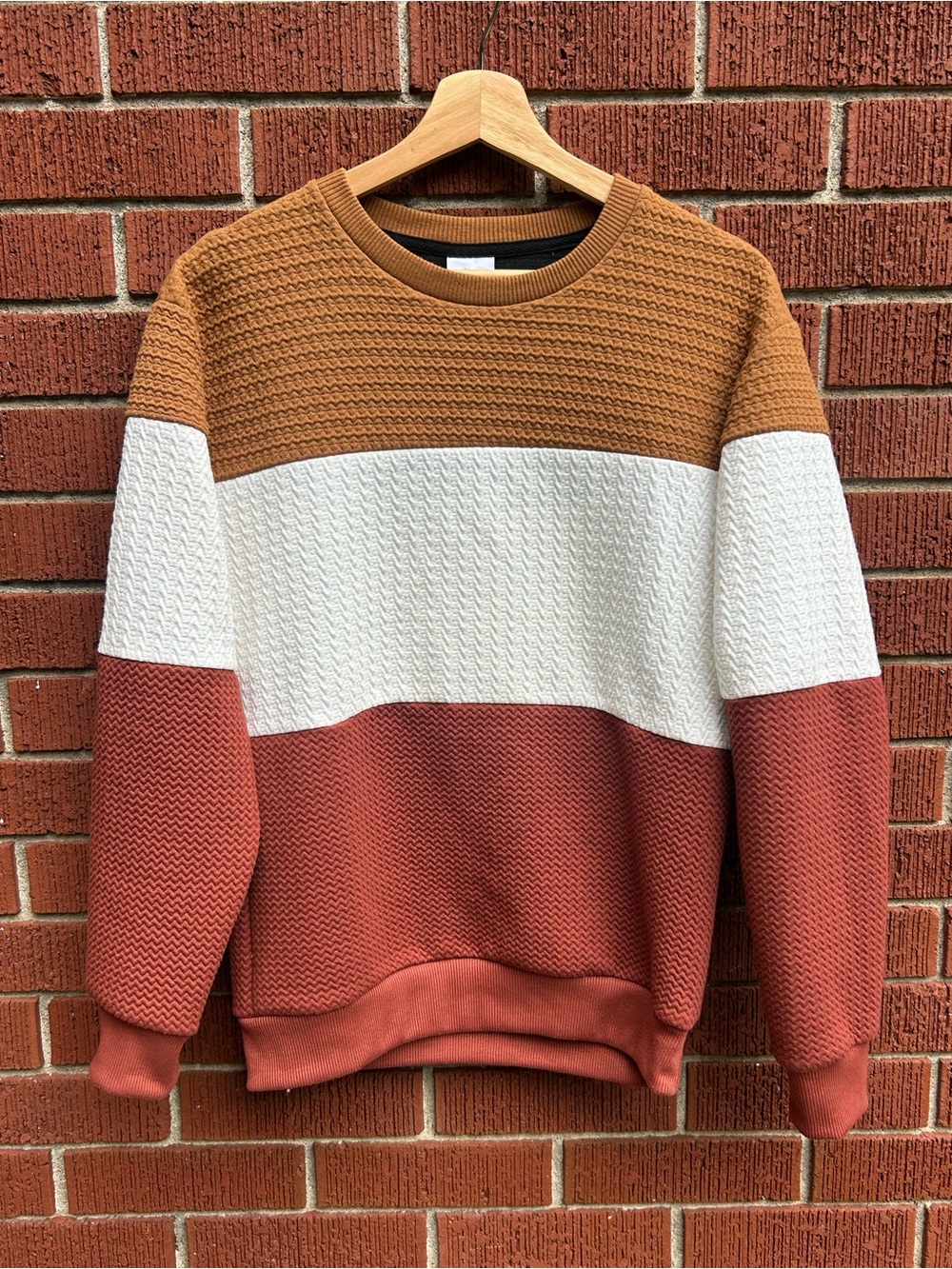 Zara Textured Colour Block Crewneck Sweatshirt Size S